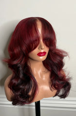 Vibrant Red Fringed Bang Unit